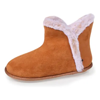 Chaussons bottillons Femme suédine Camel