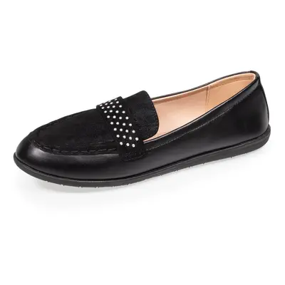 Mocassins cloutés Femme bi matière Noir