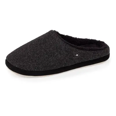 Chaussons mules flanelle Homme Noir chiné