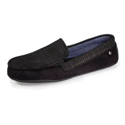 Isotoner - Chaussons mocassins Homme Noir tartan