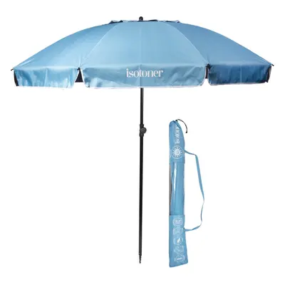 Isotoner - Parasol de plage Turquoise/Blanc