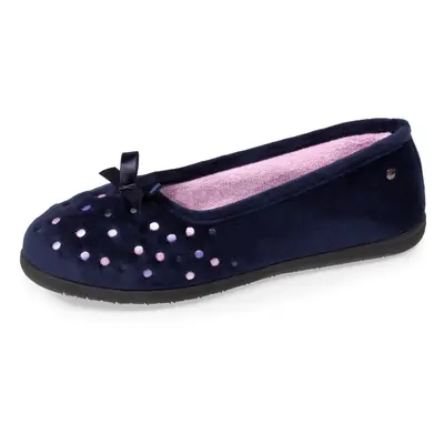 Chaussons ballerines Femme Pois brodés Marine