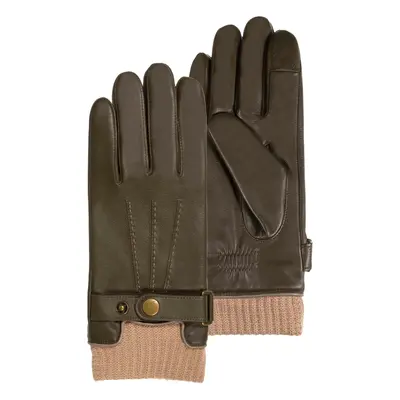 Gants homme tactiles cuir/tricot Kaki