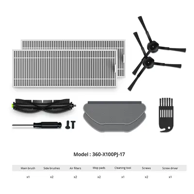 360 S10 Robot de Balayage Accessoires Deluxe Set Brosse Principale + Passoire + Brosse Latérale 