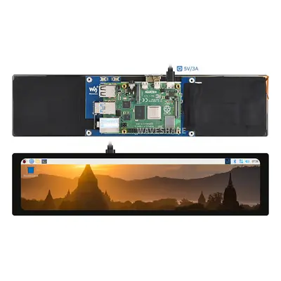 Écran tactile capacitif Waveshare 11,9 pouces LCD, 320x1480, HDMI, IPS, avec couvercle en verre 