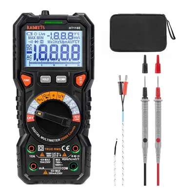 KAIWEETS HT118E Multimètre numérique AC/DC, TRMS 20000 points, écran 2,7 pouces, prises Lightnin