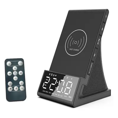 GREEN TIME X7 Radio Réveil Chargeur Rapide Sans Fil, Bureau Numérique Intelligent LED, Haut-Parl