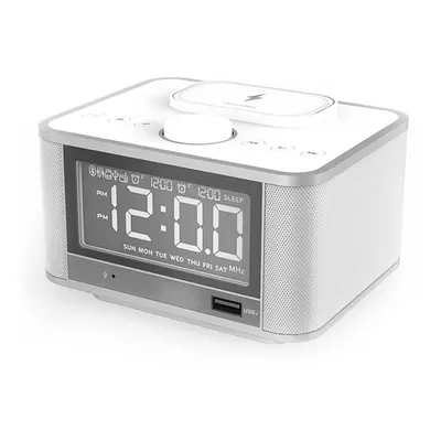 GREEN TIME M7-QI Haut-parleur de réveil Bluetooth, chargement sans fil pour téléphone portable, 