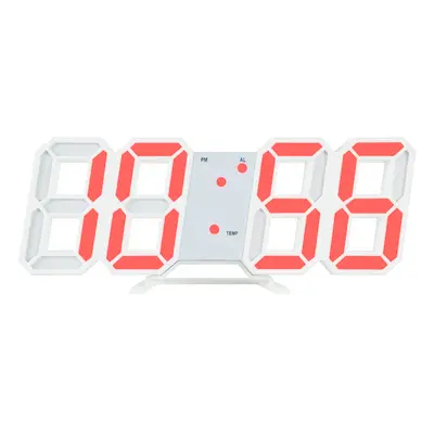 Horloge LED numérique Horloge murale 3D avec fonction de mémoire lumineuse intelligente - Rouge