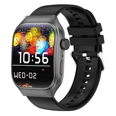 Montre connectée à écran tactile T15 Plus, cadre noir, bracelet en silicone