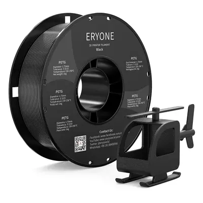 Filament PETG ERYONE pour imprimante 3D 1,75 mm Tolérance 0,03 mm 1 kg (2,2 lb)/bobine - Noir