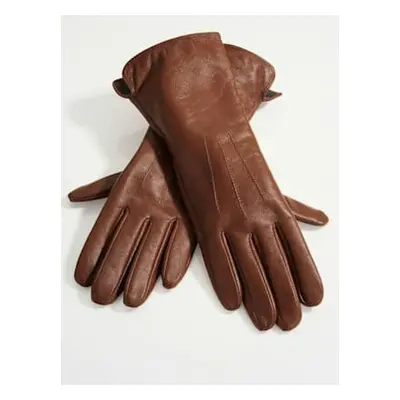 Gants accessoire mode parfait en cuir d'agneau fin - - ambre