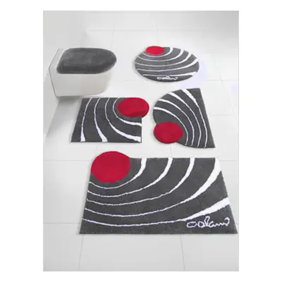 Tapis de bain fabrication artisanale - helline home - anthracite-rouge