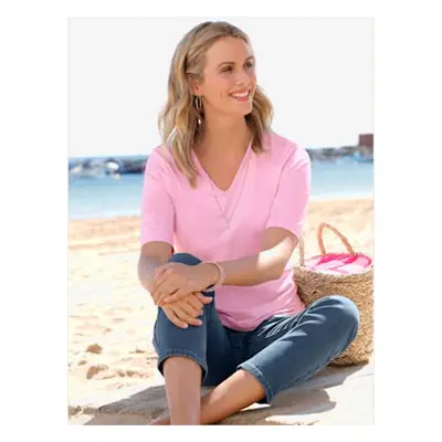 T-shirt en v toucher doux et agréable - - rose