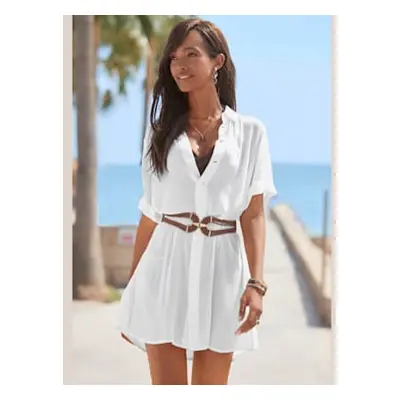 Chemisier long col chemisier tendance - LASCANA - blanc