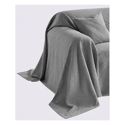 Jeté de canapé protection fauteuil tissée - helline home - gris