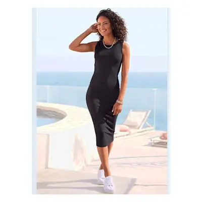 Robe mi-longue encolure ronde - LASCANA - noir