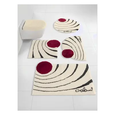 Tapis de bain fabrication artisanale - helline home - blanc-rouge