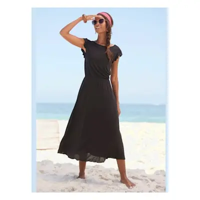 Robe mi-longue encolure ronde - Beachtime - noir