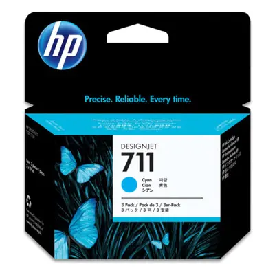 Cartouche d'encre HP 711 DesignJet (Pack 3 cart.), séries T120/T520 cyan, 29 ml