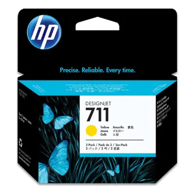 Cartouche d'encre HP 711 DesignJet (Pack 3 cart.), séries T120/T520, jaune, 29 ml