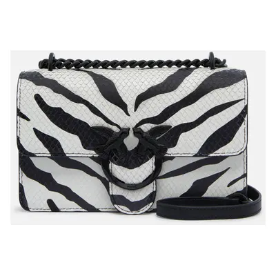 Pinko, Sac à bandoulière zébré Mini Love Bag en cuir, Blanc/noir-color block, U