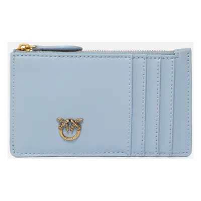 Pinko, Porte-cartes zippé à motif en chevrons, Bleu clair - or antique, U