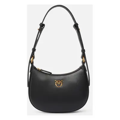 Pinko, Sac porté épaule Baby Half Moon en cuir, Noir-vieil or, U