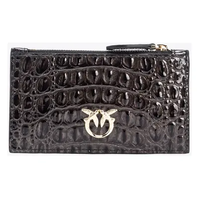 Pinko, Porte-cartes embossé crocodile PINKO Galleria, Noir-or clair, U