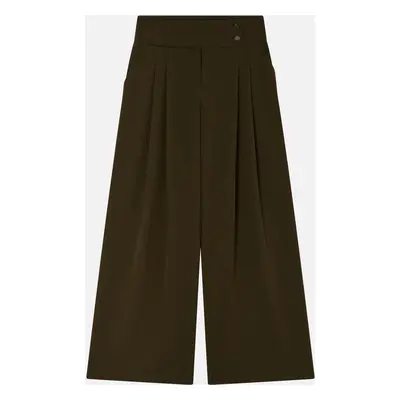 Pinko, Pantalon wide-leg élégant à pinces, Vert amazonie, 38