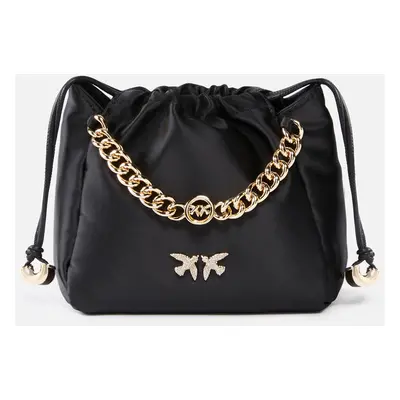 Pinko, Minipochette en satin avec chaîne, Noir-or, U