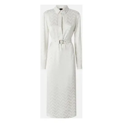 Pinko, Robe chemisier en satin jacquard, Blanc lait, 36