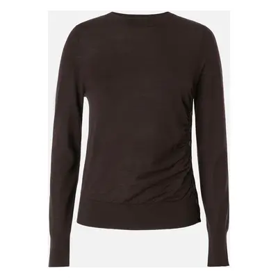 Pinko, Pull en laine avec boutons latéraux, Marron, XS