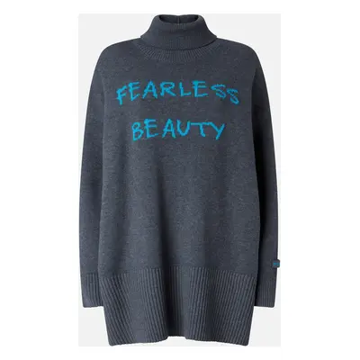 Pinko, Pull long en laine Fearless Beauty, Gris/bleu ciel, XS