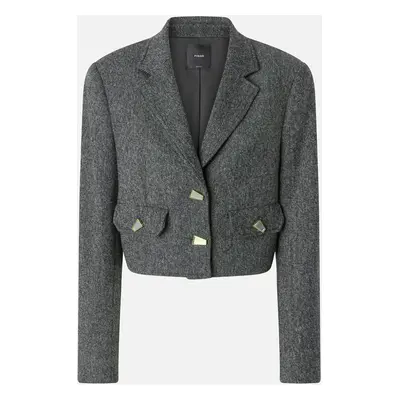 Pinko, Veste courte avec boutons géométriques effet miroir, Noir/blanc, 38