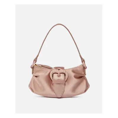 Pinko, Sac à main esprit pochette en satin duchesse avec boucle en forme de caur, Rose poudré-co