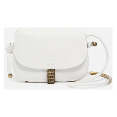 Pinko, Sac à bandoulière en cuir souple, Blanc+blanc-or antique, U