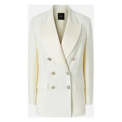 Pinko, Blazer élégant avec boutons bijoux, Blanc-blanche-neige, 40