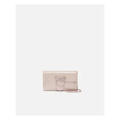 Pinko, Patent bird buckle wallet with shoulder strap, Rose poudré-color block, U