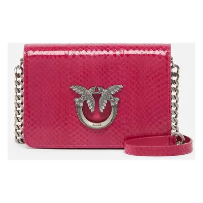 Pinko, Petit sac à bandoulière Mini Love Bag en reptile brillant PINKO Galleria, Fuchsia-fleur d