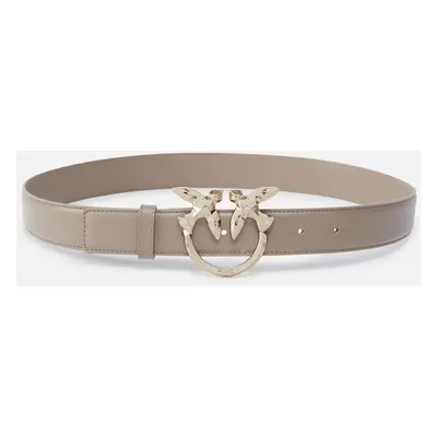 Pinko, 3cm leather belt with bird buckle PINKO Galleria., Cendre vive-or clair, XS