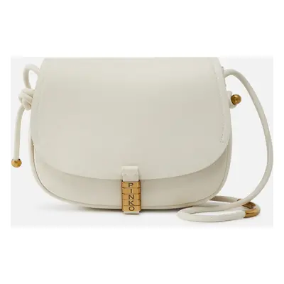 Pinko, Grand sac à bandoulière en cuir noué, Blanc+blanc-or antique, U