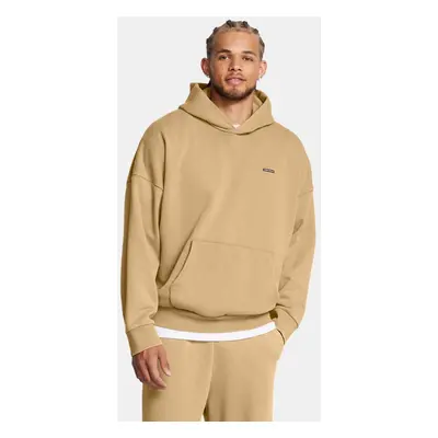 Sweat à capuche oversize Under Armour Icon Heavyweight Fleece Wash pour homme Camel / Blanc L