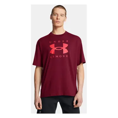 Haut à manches courtes oversize griffé Under Armour Heavyweight pour homme Cardinal / Racer Roug