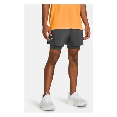 Short 2-en-1 13 cm Under Armour Launch pour homme Castlerock / Castlerock / réfléchissant L