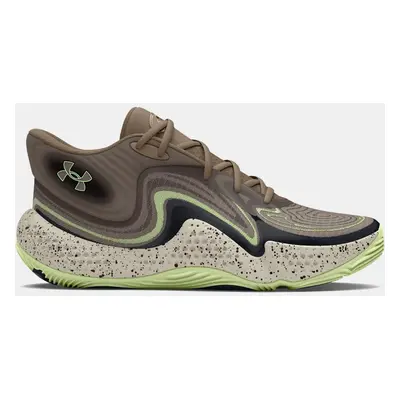 Chaussure de basket mi-montante Under Armour Spawn 6 Camo unisexe Taupe Dusk / Noir / Retro Vert