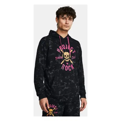 Sweat à capuche imprimé Project Rock Rival Terry pour homme Noir / Nova Orange / Astro Rose S