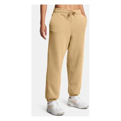 Pantalon oversize Under Armour Icon Heavyweight Fleece pour femme Camel / Blanc L