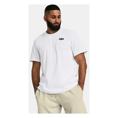 Haut à manches courtes et écusson sur la gauche Under Armour Heavyweight pour homme Blanc / Noir