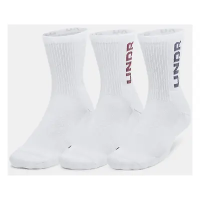 Lot de 3 paires de chaussettes mi-hautes Under Armour 3-Maker unisexes Blanc / Blanc / Midnight 